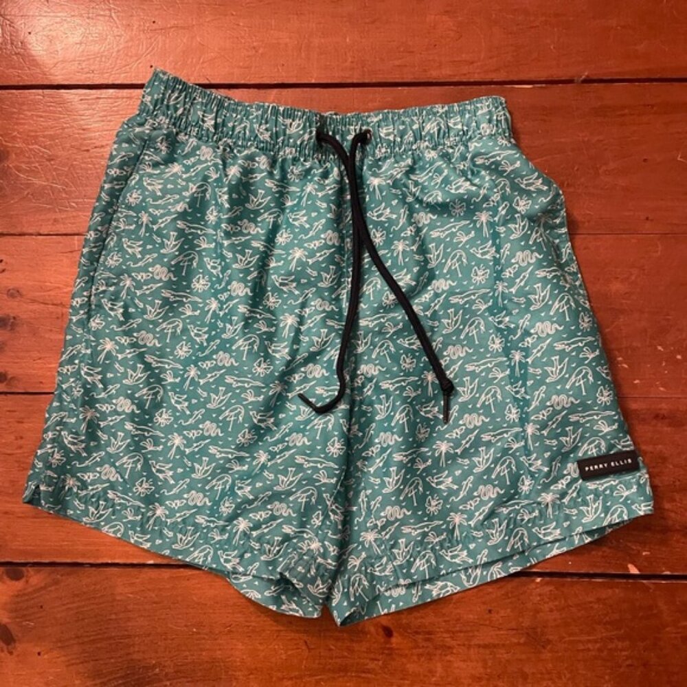Perry Ellis Green Swim Trunks - Picture 2 of 9
